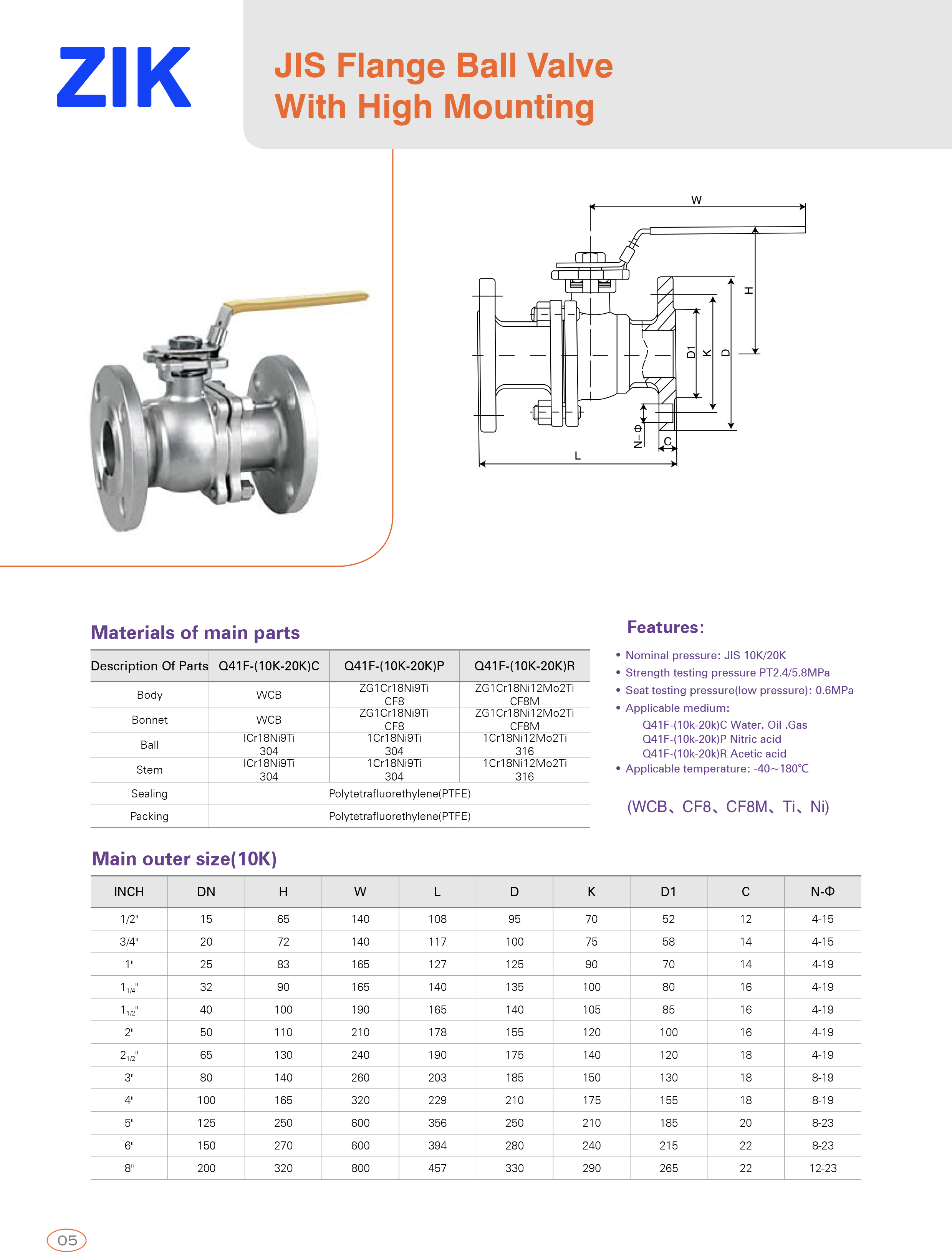 JIS Flange Ball Valve With High Mounting