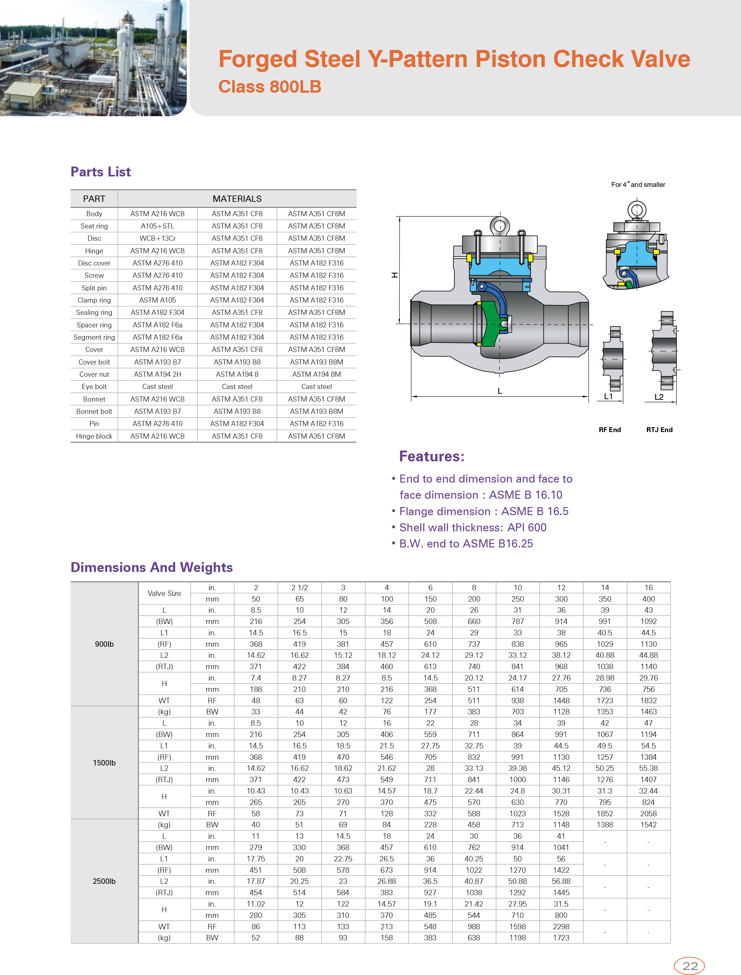Forged Steel Y-Pattern Piston Check Valve