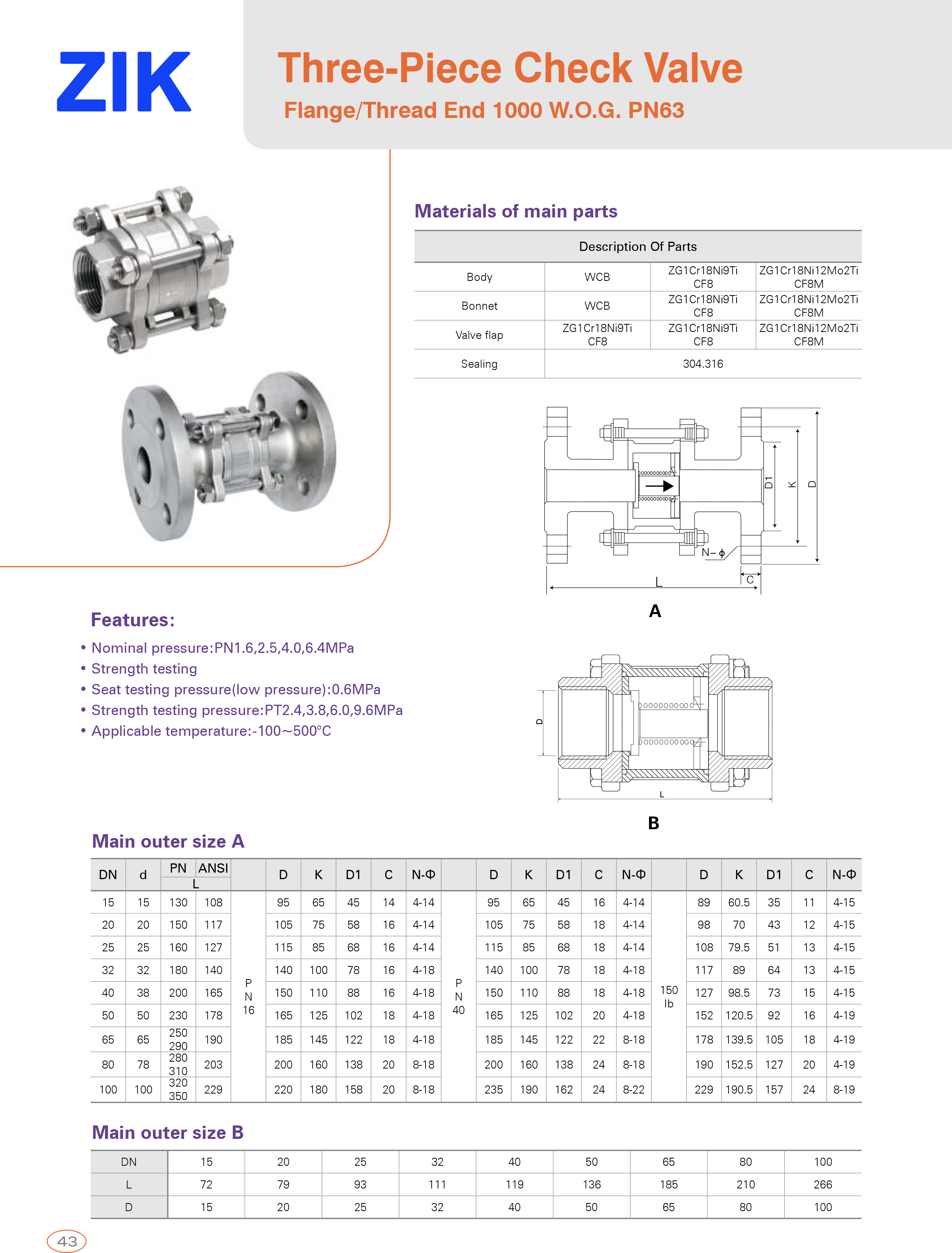 Three-Piece Check Valve