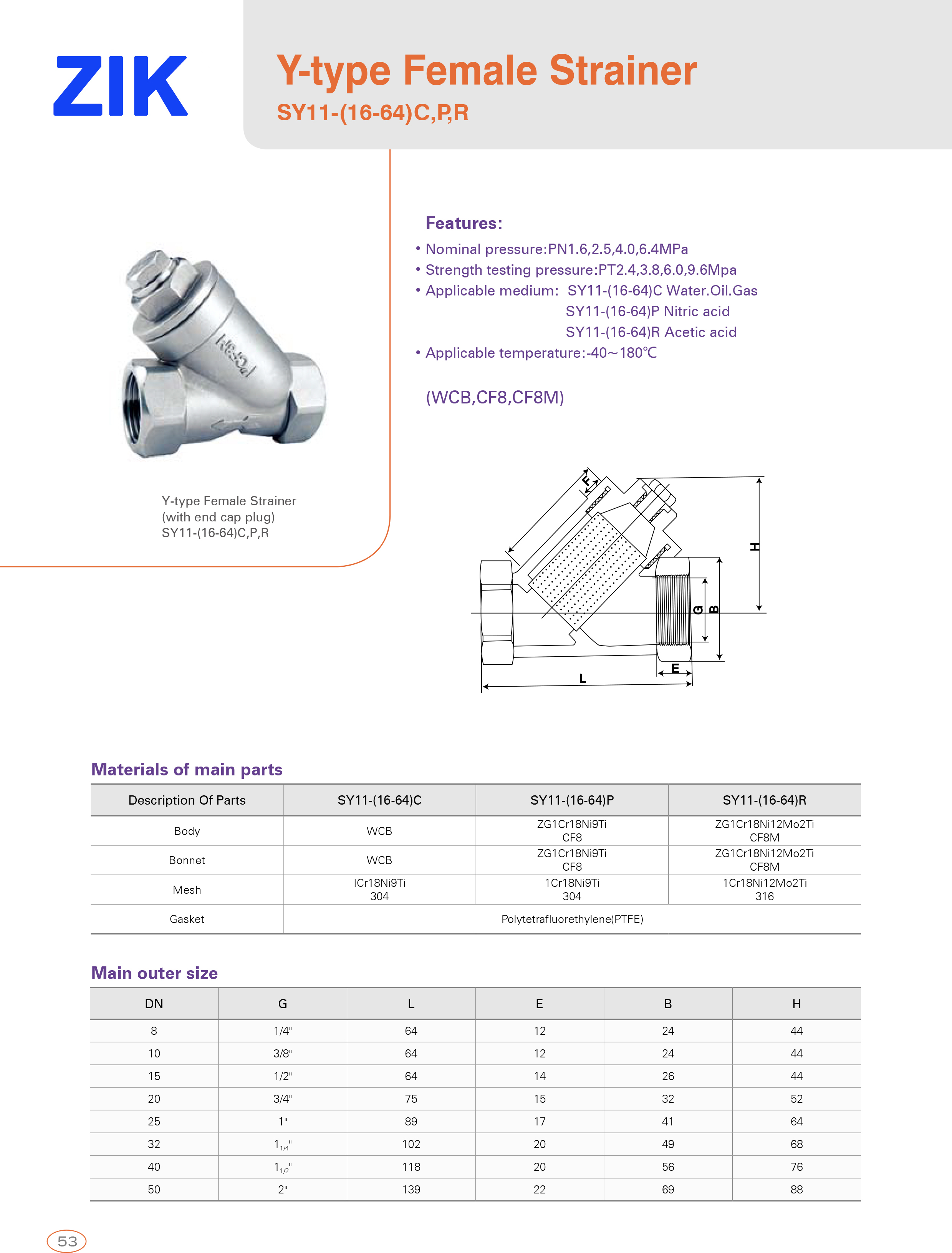 Y-type Female Strainer