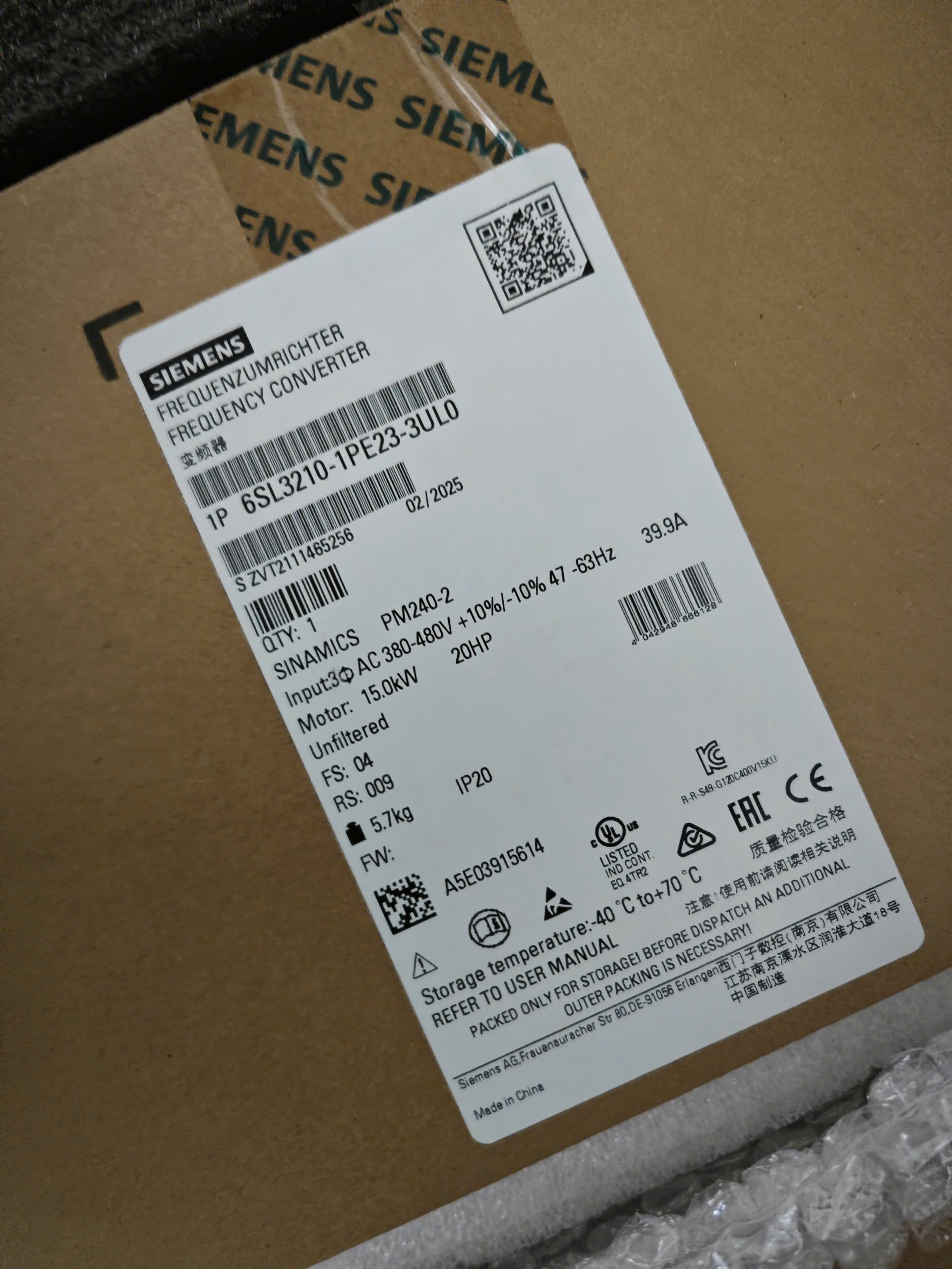 Mô đun nguồn Model 6SL3210-1PE23-3UL0