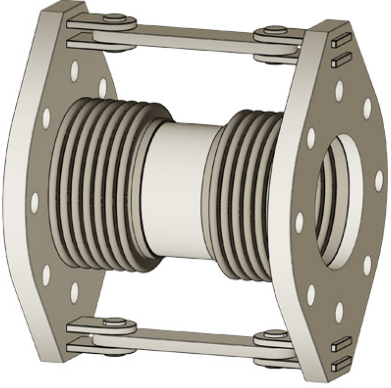 Double hinged expansion joint with flanges