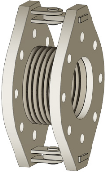 Hinged expansion joint with flanges