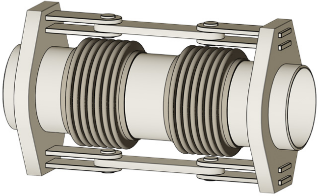 Double hinged expansion joint with pipe ends