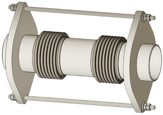Tied single expansion joint with pipe ends