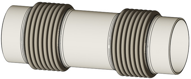 Universal expansion joint with pipe ends and intermediate pipe
