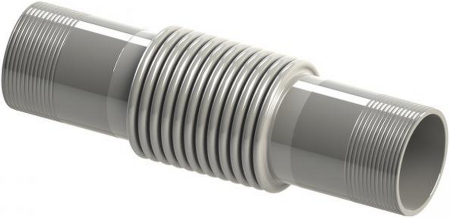 Axial expansion joint with external thread nipples